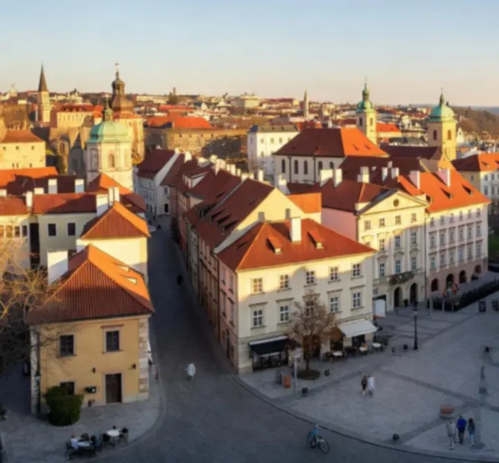 Európai városkép, kedvező árú úti célokat jelképezve